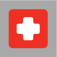 volunteer first aid training graphic with first aid symbol; red and gray